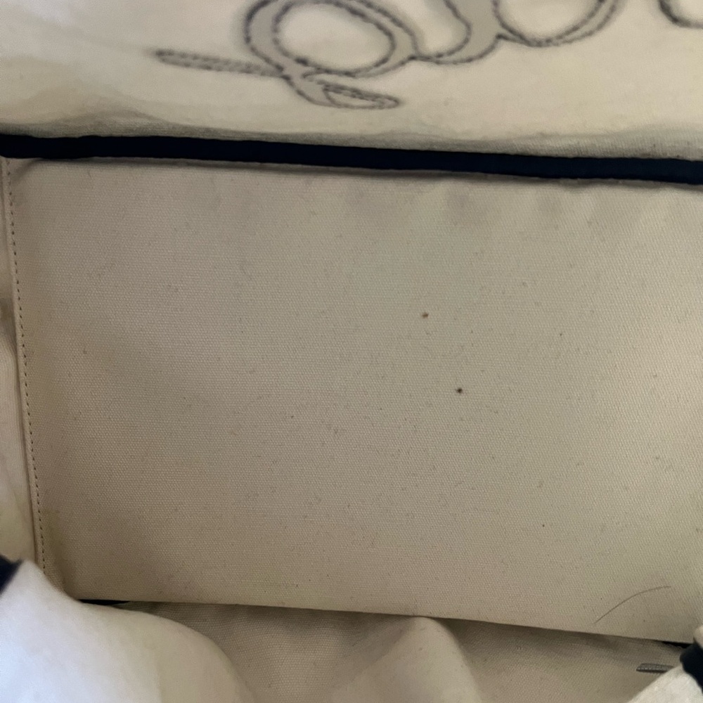 Anya Hindmarch London I AM NOT A PLASTIC BAG Cream and Navy Canvas Tote Bag - Picture 12 of 13